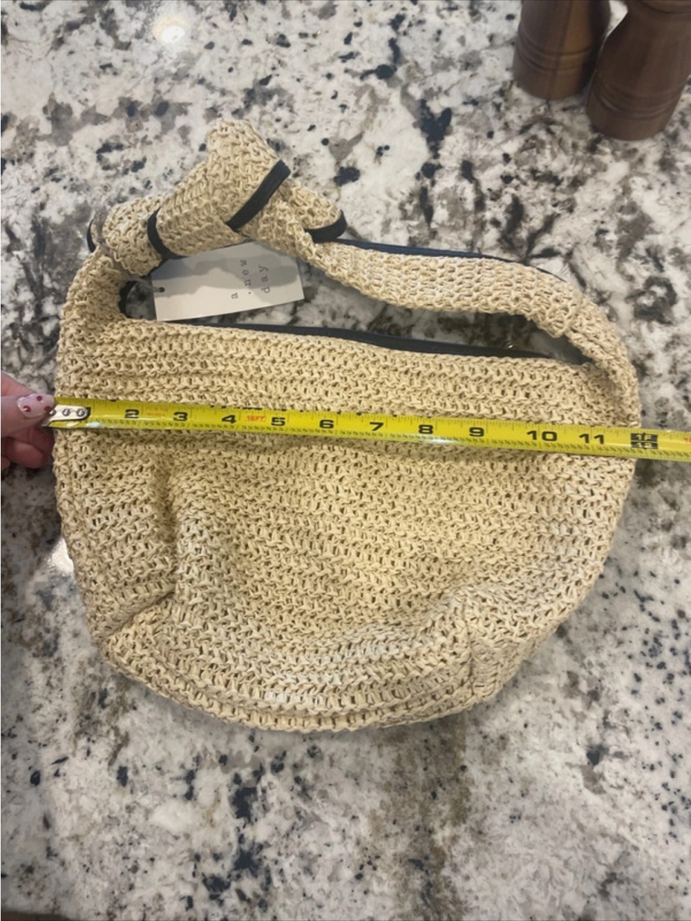 a new day Cream Woven Knot-Handle Hobo Bag